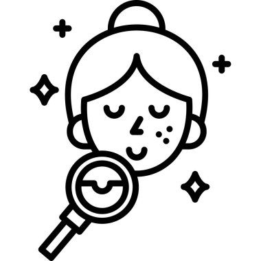 Büyüteç simgesi olan kız, vektör illüstrasyonu