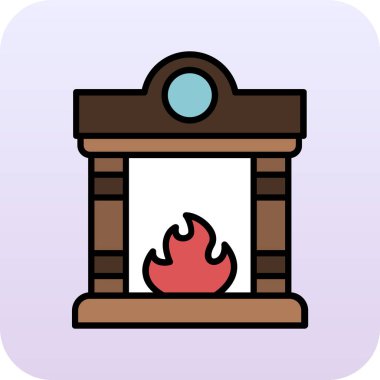 şömine vektör simgesi modern illüstrasyon