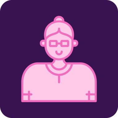 Sakallı, pembe elbiseli bir kadın avatar..