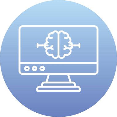 Beyin ikonu vektör çizimi olan bir dizüstü bilgisayar