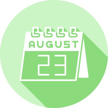 Ağustosta takvimi beyaz olan yeşil ve mavi 23 Ağustos takviminin çizimi
