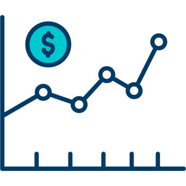 Dolar simgesi ve vektör illüstrasyonlu grafik