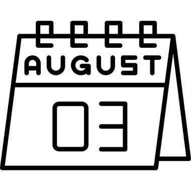 takvim Ağustos vektör simgesi