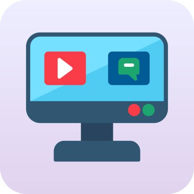 Video sohbet simgesi vektör illüstrasyonu