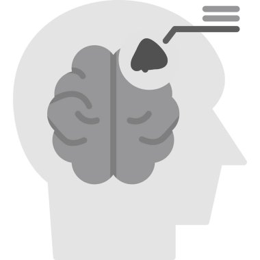 Beyin ve beyin ikonu, vektör çizimi. Düşünme ve düşünme kavramı