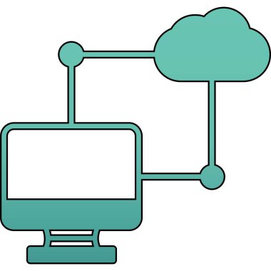 bulut hesaplama simgesine sahip bilgisayar