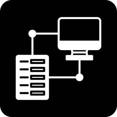 Veri merkezi. Web simgesi vektör illüstrasyonu