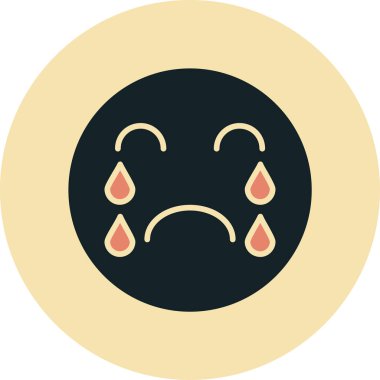 Moda biçimi izole edilmiş arkaplanda hüzünlü simge simgesi