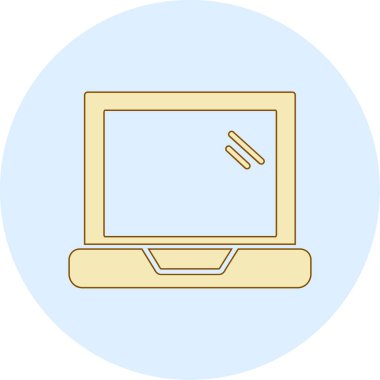 Altın çerçeveli bir dizüstü bilgisayar. vektör illüstrasyonu