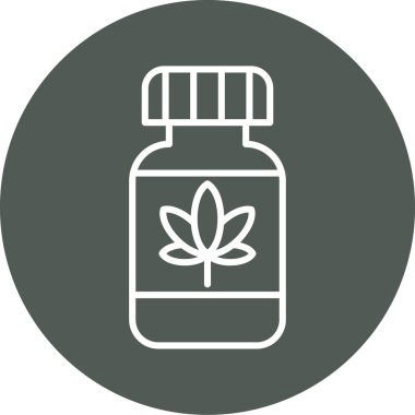 Marihuana yaprağı ikon vektör çizimi olan bir şişe kenevir yaprağı.