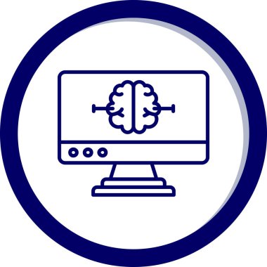 Beyin ikonlu bir laptop. vektör illüstrasyonu