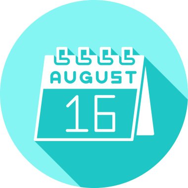 Ağustos 18. Vektör ikonu günü. Ağustos 'ta. Basit takvim tarihi. Beyaz düz stil. mavi arkaplan.