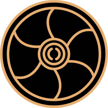 fan vektör simgesi. Bu düz yuvarlak sembol siyah renk kullanır ve beyaz arkaplanda izole edilir