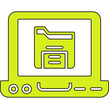 Yazıcı simgesi ve vektör illüstrasyonlu dizüstü bilgisayar