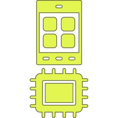 Elektronik aygıt ikonlu çip. vektör illüstrasyonu