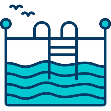 Yüzme havuzu ikonu. yüzme havuzu vektör simgesi rengi ince izole