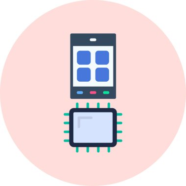 Çip simgesine sahip akıllı telefonun vektör çizimi