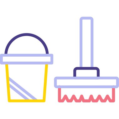 Kova temizleme ikonu. Ağ için kova vektör simgelerinin özet çizimi