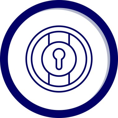 Bir kilidin mavi ve beyaz simgesinin vektör çizimi