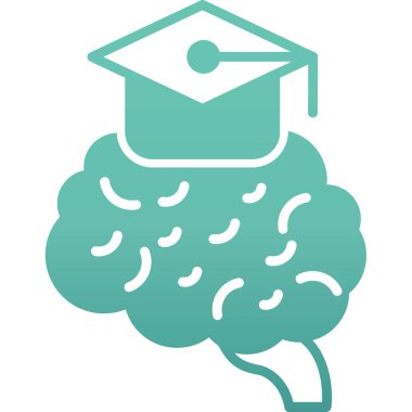 Beyin ikonu. Eğitim sembolü. Bilgi öğrenme. vektör grafiği