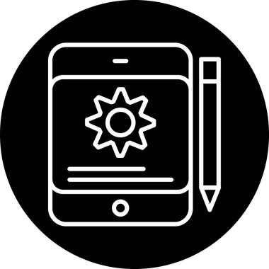 Güneş ve kalemle akıllı telefonun vektör çizimi