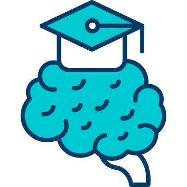 Beyin eğitimi öğrenme simgesi doldurulmuş ana hatlar biçiminde