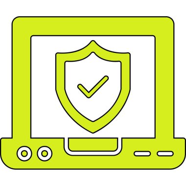 Bilgisayar kalkanı simgesi. beyaz arkaplanda izole edilmiş web tasarımı için bilgisayar koruma vektör simgesi karikatürü