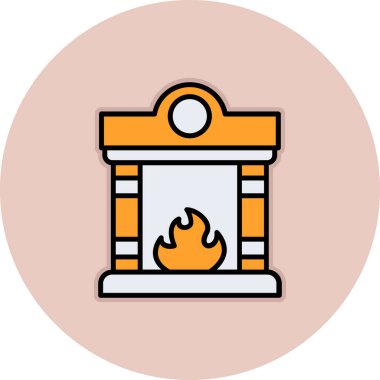 şömine simgesi vektör illüstrasyonu