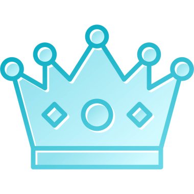 Taç vektör simgesi. biçim düz sembol, yumuşak mavi renk, yuvarlak açılar, beyaz arkaplan