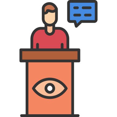 Konferans konuşmacısı simgesi ana hatları biçiminde