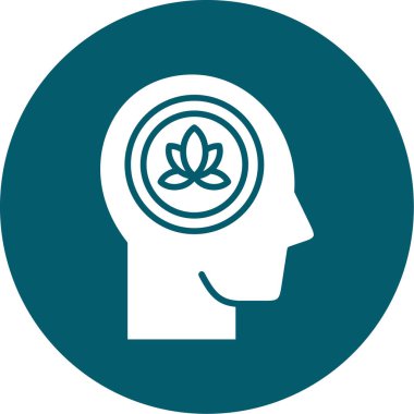 Yapraklı güzel kafa ve çiçek vektör simgesi