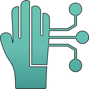 Siyah bir simgeyi tutan bir elin vektör çizimi