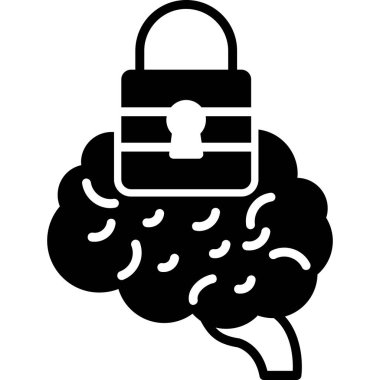 Beyin kilit zihin simgesi ana hat biçiminde