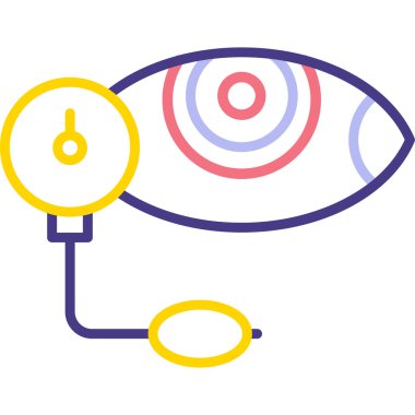 Büyüteçli göz, renk çizgisi simgesi, vektör illüstrasyonu