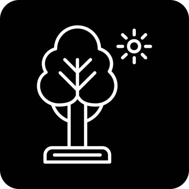 bir ağacın güzel ve siyah çizgi vektör simgesi