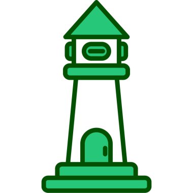 Deniz feneri ikonu. Taslak deniz feneri deniz feneri vektör simgesi rengi düz izole