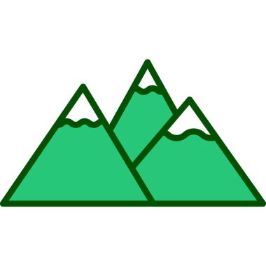 Dağların simgesi. ince çizgi tasarımı ve dış hat vektör simgeleri.