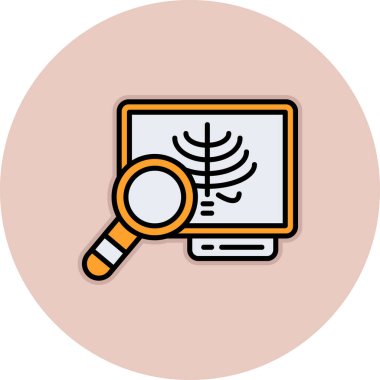 Dizüstü bilgisayar ikonu vektör illüstrasyon tasarımı olan büyüteç