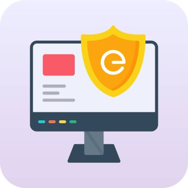 Dizüstü bilgisayarlı bir kalkanın vektör çizimi