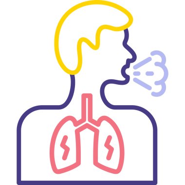 Akciğer hastalıkları ikonu - ana hatlar biçiminde