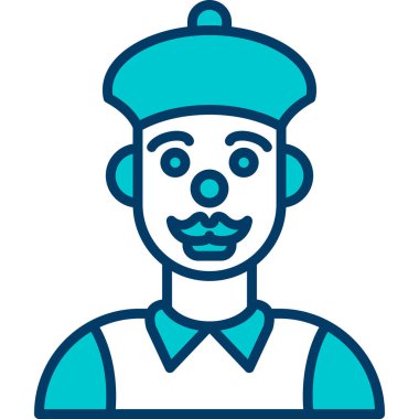 Palyaço adam ikonu. Çizgi insan palyaço vektör simgesi rengi düz izole