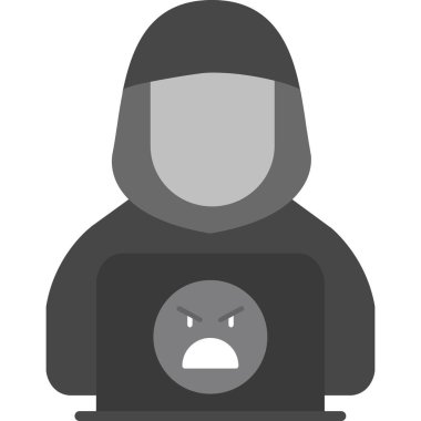 hacker simgesi, vektör illüstrasyonu, beyazı izole edilmiş düz tasarım