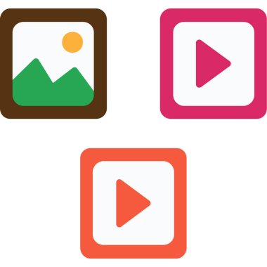 Beyaz arkaplan vektör illüstrasyonunda 9 çokluortam simgesi...