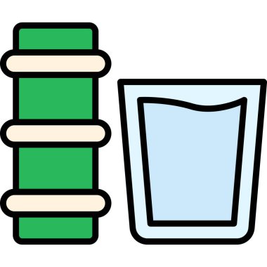 içki cam simgesi renk ana hatları vektörü