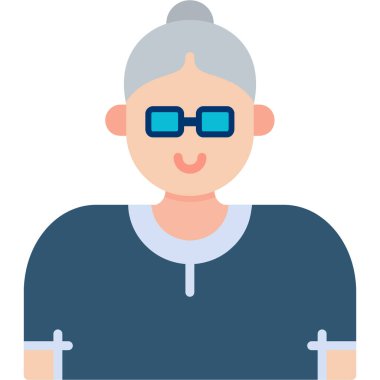 Gözlük vektör illüstrasyon tasarımlı büyükanne avatarı