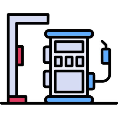 Benzin istasyonu renk ikonu vektörü. Benzin istasyonu tabelası. izole sembol illüstrasyonu