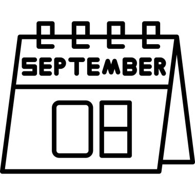 Takvim Eylül vektör çizgisi simgesi