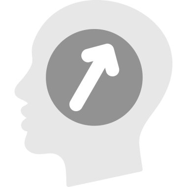 Zihin vektör ikonu. biçim düz sembol, gri renk, yuvarlak açılar, beyaz arkaplan