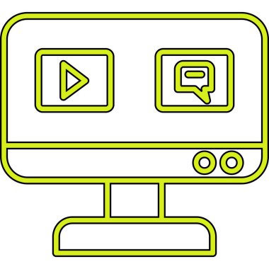 Bilgisayar ekranı simgesi. Web için pc izleyici vektör simgelerinin özet çizimi