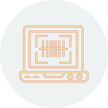 Bilgisayar simgesi. İnce çizgi çizimi. Çember tasarımını doldur.